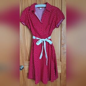 Modcloth Tropical Wear Polka Dot Shirtdress